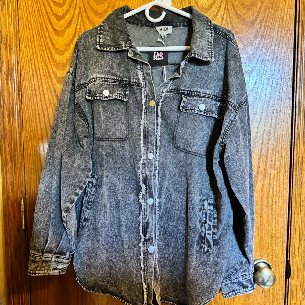 BiBi Gray Denim Button-Up Jacket
